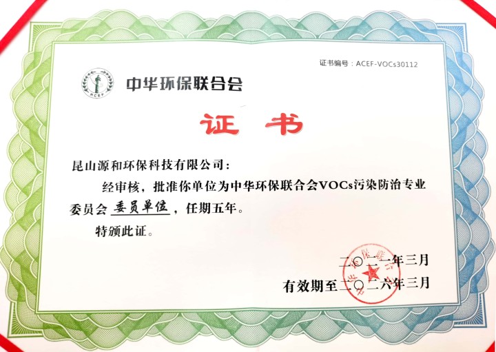 中华环保联合会vocs污染防治专业委员会“委员单位”